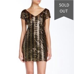 Cecico Black and Gold Sequin Mini Dress
